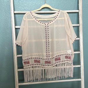 Chelsea & Violet sheer tassel blouse